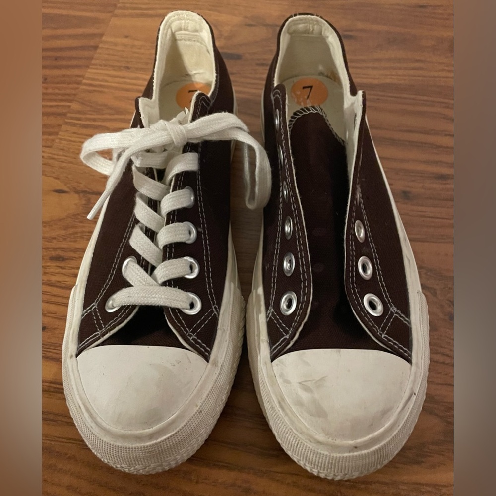 Classic Canvas Low-Top Sneakers in Dark Brown and White Sincerely Jules
